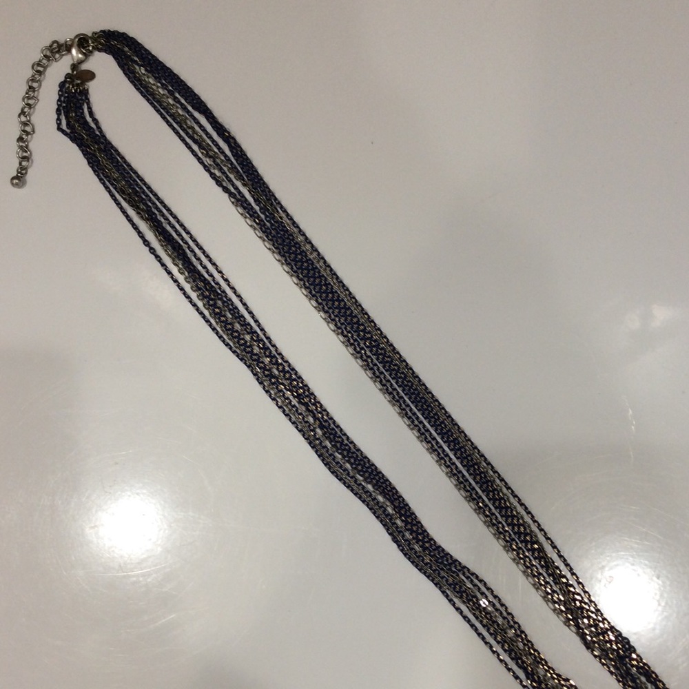 CHICO’S MULTI-STRAND CHAIN NECKLACE - BLUE/SILVER